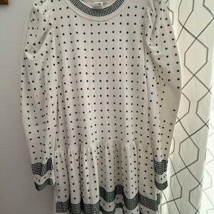 QUEEN OF SPARKLES White and Green Long Sleeve Dress